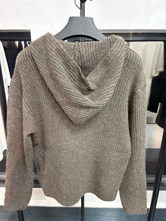 Le Gilet à capuche en maille - Marron