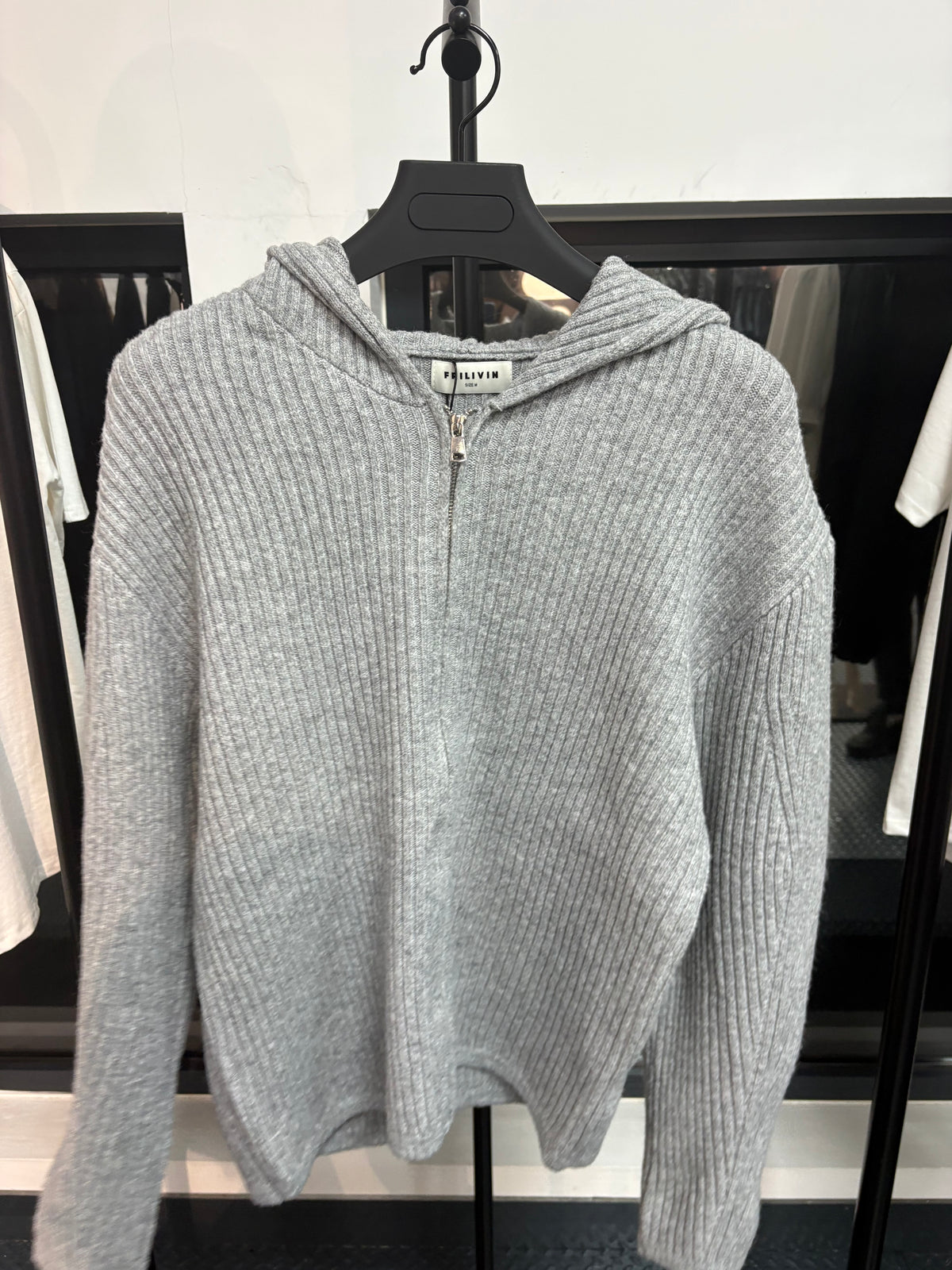 Le Gilet à capuche en maille - Gris