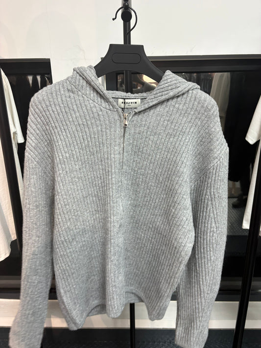 Le Gilet à capuche en maille - Gris