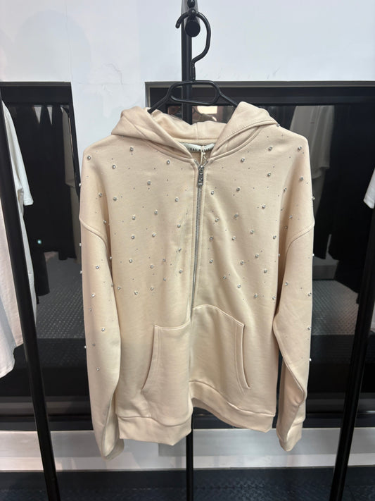Le Gilet à capuche perlée - Saumon